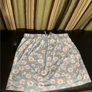 Pastel Blue A-Line Mini Skirt with Floral Print